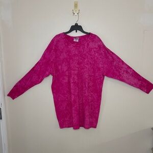 Fast Fashion 100% Cotton Vibrant Fuchsia Long Sleeve Tie Dye Top